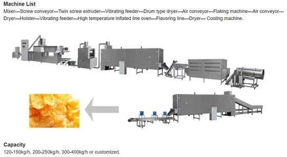 Máquina para hacer copos de maíz de avena a granel tostados Nestle / Kelloggs con CE ISO9001