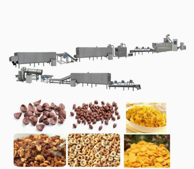 Línea de producción continua y automática de cereales para el desayuno de hojuelas de maíz - Máquina de expansión