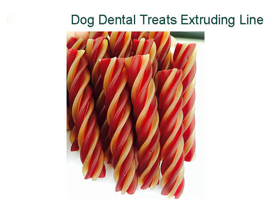 Cadena de producción torcida color gemelo de los bocados del perro del chicle de la máquina del alimento para animales de la forma