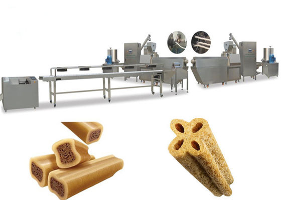 Cadena de producción torcida color gemelo de los bocados del perro del chicle de la máquina del alimento para animales de la forma