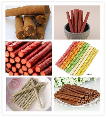 Cadena de producción de alimento para animales del acero inoxidable tira de la carne que forma con el sistema auto de la bandeja