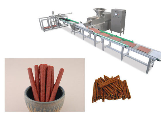 Cadena de producción de alimento para animales del acero inoxidable tira de la carne que forma con el sistema auto de la bandeja