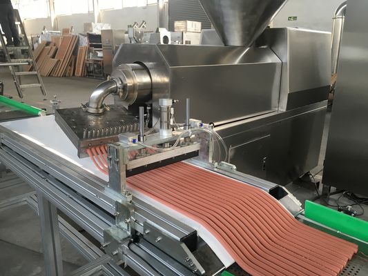 Cadena de producción automática de alimento para animales del sistema de la bandeja al proceso de la tira de la carne