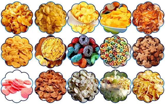 240 a 320 kg/h Línea de procesamiento de copos de maíz a granel para cereales bocadillos Máquina de fabricación de copos de maíz