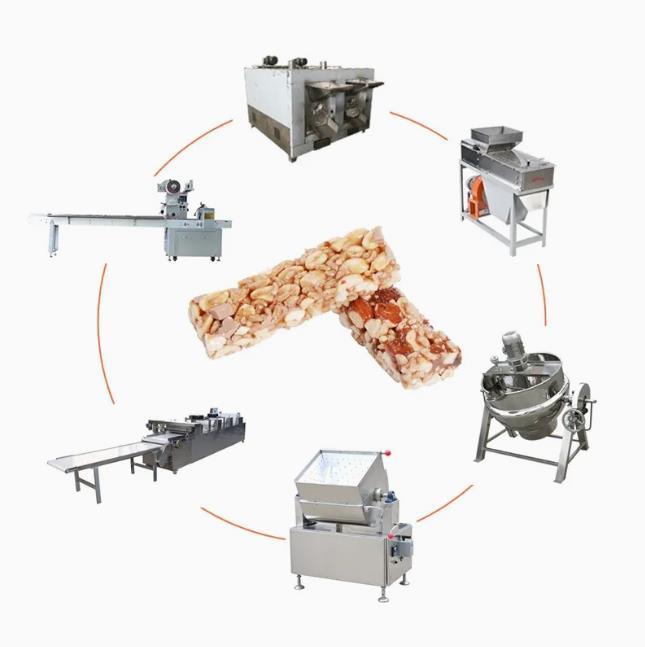 Cadena de producción comercial de la barra del cereal 9kw para la formación de la barra de cacahuete