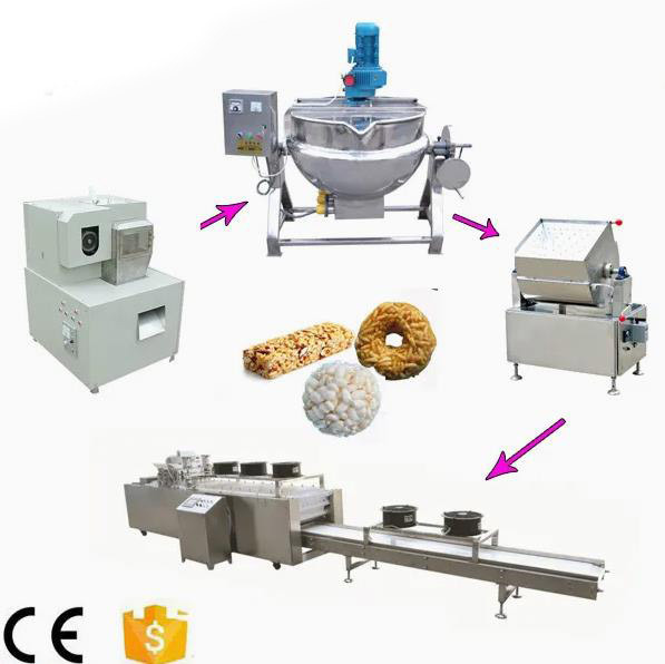 Torta de arroz hecha estallar que hace la máquina/la máquina que sopla del cereal para el mijo, trigo